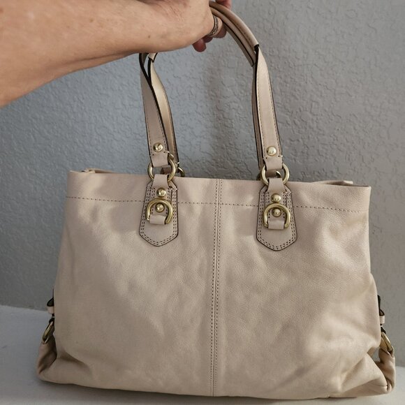 Euc Coach Ashley Beige Satchel Tote Bag Purse - Picture 5 of 13